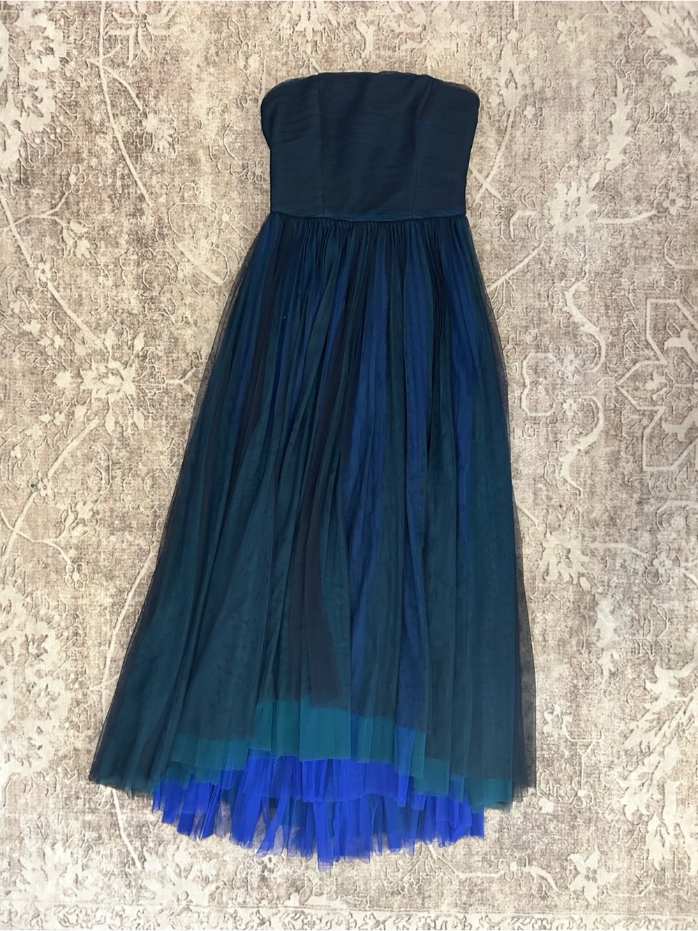 Chelsea28 Navy Strapless Pleated Midi Dress